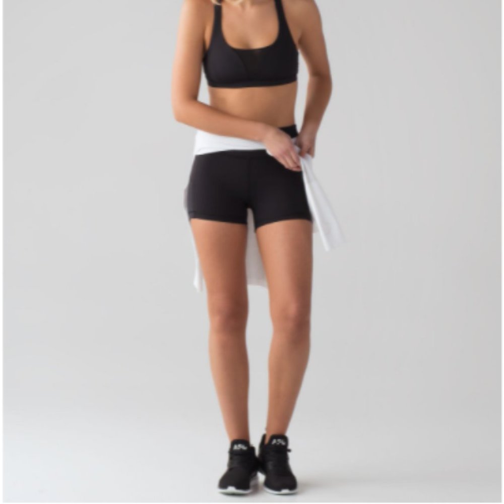 lululemon Black Smooth Stride Hot Short, Size 10.